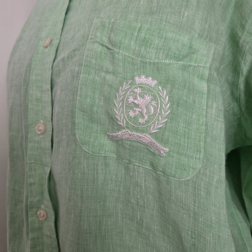 Vtg & NWT Tommy Hilfiger Light Green 100% Linen Top (Cover-up) - Picture 6 of 16